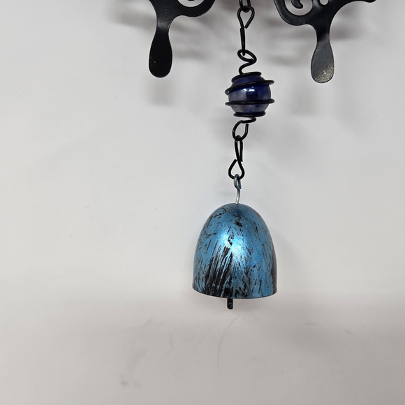 Metal Butterfly Windchime Bell Decorative Marbles Blue Orange Black Cut Out - Picture 8 of 11